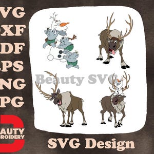 Frozen Sven, a Rena, várias poses majestosas em pé e sentado, personagem SVG