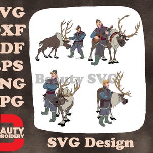 Frozen: Sven Reindeer e Kristoff Ice Harvester juntos em várias poses SVG