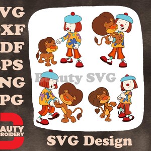 Jojo's Circus Jojo Tickle Clown e Golias, o Leão, Poses Interativas de Amizade SVG