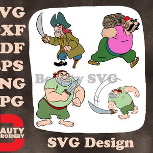 Le buffonate del pirata Mr. Smee di Peter Pan - Azione preoccupata e pose da spadaccino - Il braccio destro comico di Hook SVG