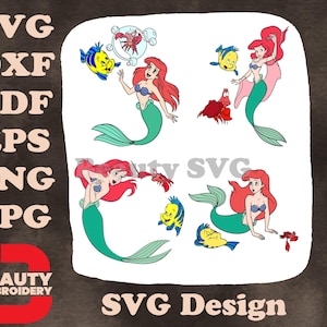 Die kleine Meerjungfrau - Ariel Flounder und Sebastian - Under The Sea Friends Adventures - Disney Prinzessin SVG