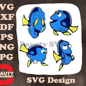 Procurando Dory - Dory, o peixe-cirurgião-azul - Várias expressões e poses de natação - Ocean Life SVG