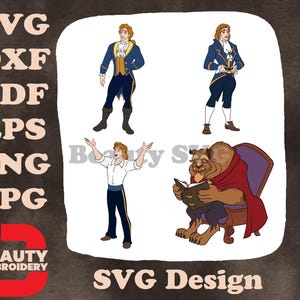 Disney Beauty Beast Prinz Adam Menschliche Form Die Bestie im Umhang Transformation SVG Sammlung