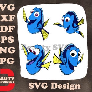 Finding Dory - Dory The Optimistic Blue Tang - vrolijke zwemhoudingen - Character Art SVG