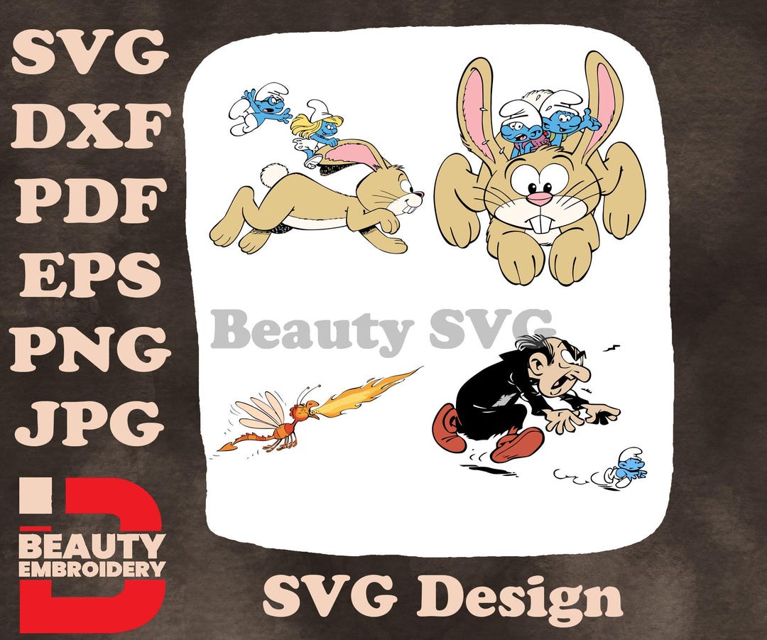 The Smurfs Baby Smurf on Rabbit Dragon Fire and Gargamel With Azrael ...