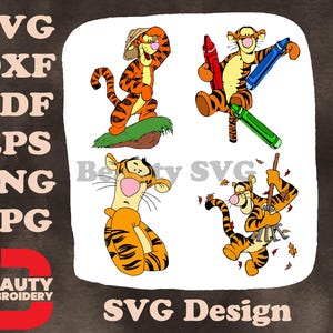 Ursinho Pooh - Tigrão, o Tigre Aventureiro - Detetive Esquiador em Troncos e Várias Poses - Bosque dos Cem Acres SVG