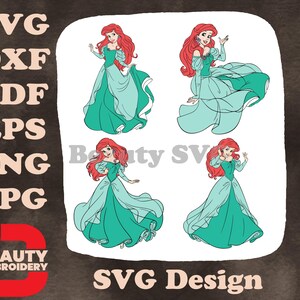 Disney petite sirène Ariel robe vert sarcelle forme humaine gracieux debout dessins SVG