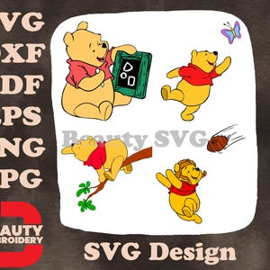 Winnie de Poeh - blokken vlinder boomtak voetbalspel - actieve en zachte Pooh Bear Moments SVG
