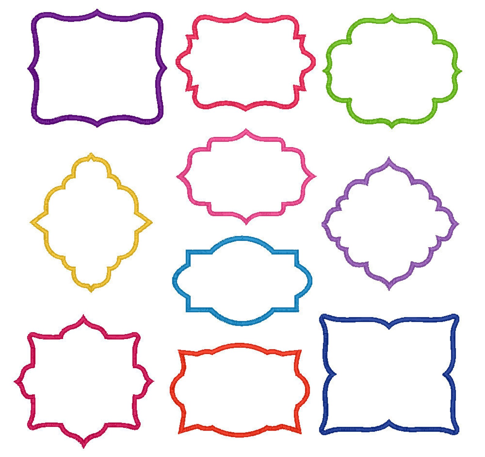 Frames Applique Embroidery Machine Embroidery File Pack Set 10 Etsy