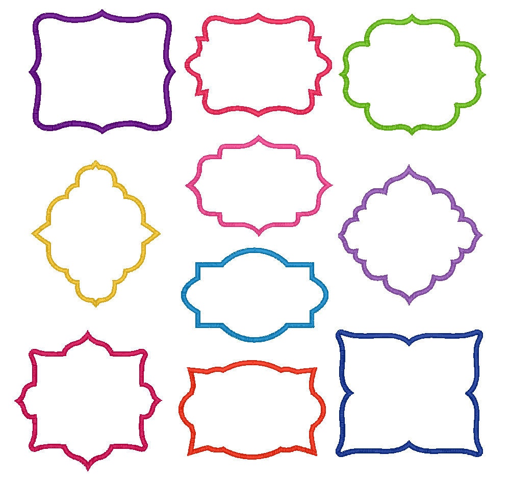 Frames applique embroidery machine embroidery file pack set 10  etsy