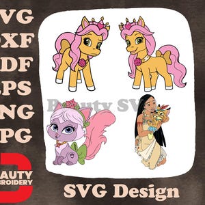 Disney Princess Palace Pets Petite Pony Belle Summer Dog Rapunzel Jasmine Indian Dress SVG-graphics