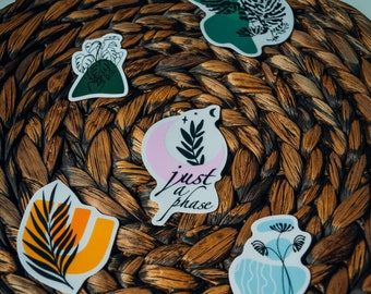 Abstract Plant Design Sticker | approx 1.3-2” X 2”-3” Plant Lover, Monstera, Tumbler Sticker, Plant Lady Waterproof Stickers, Laptop Sticker