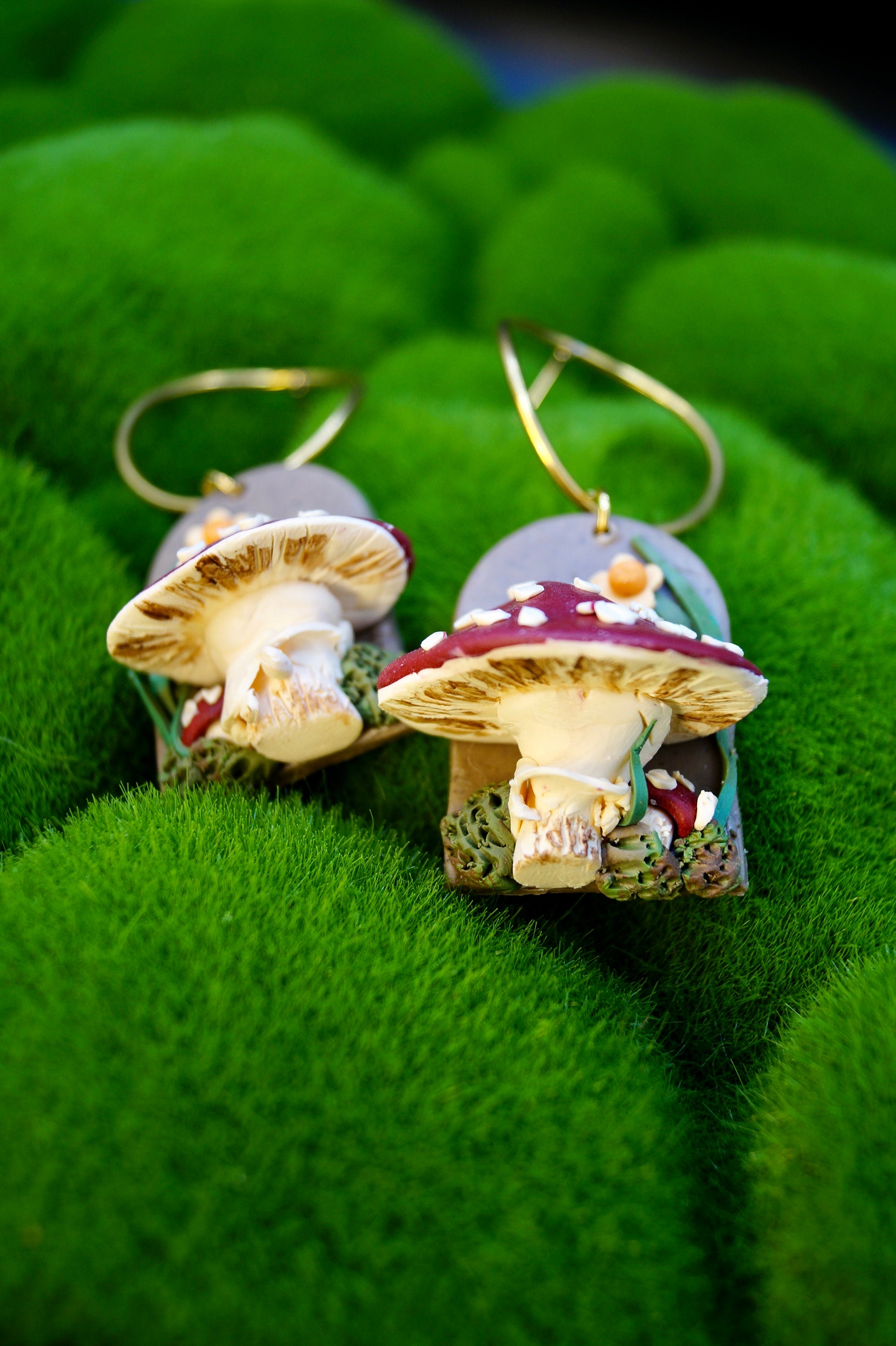 Polymer clay mushroom sale earrings