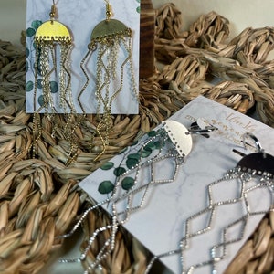 Gold or Silver Dangle Jellyfish Earrings | Jellyfish Boho Earrings | Florida Fall Collection | Whimsical Ocean Earrings