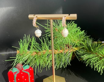 Mini Mother of Pearl Drops with Cubic Zirconia Stacked Hoop | Traditional Holiday Collection