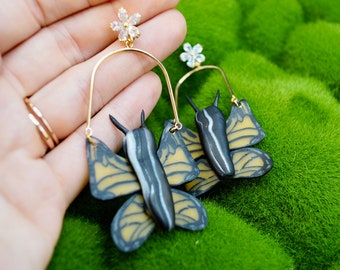 Monarch Butterfly Dangle Earrings | Spring Collection | Dreamy Monarch Translucent Butterfly Setting Options