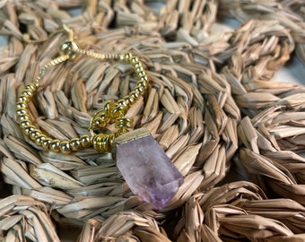 Purple Rough Cut Amethyst Adjustable Stacker Bracelet | Florida Fall Collection | Boho Stacking Amethyst Bracelet