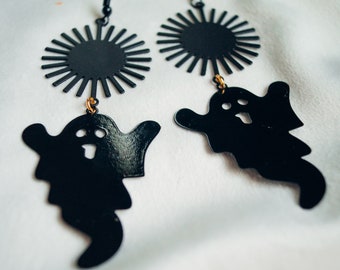 Halloween Metal Ghosts Earrings | Black and White Ghosts for Fall & Halloween | Fall Collection