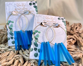 Sea Glass Hoop Earrings | Ocean Sea Glass & Brass Hoop Boho Earrings | Florida Fall Collection | Sea Glass Earrings