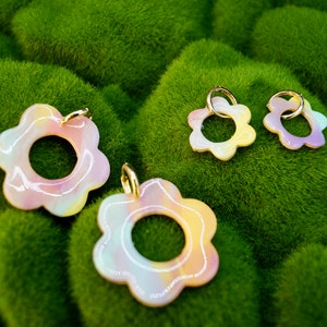 Rainbow Sunset Flower Huggies | Spring Collection | Dreamy Sunset Rainbow Flower Earrings with Pastel Colors and Huggie Earrings