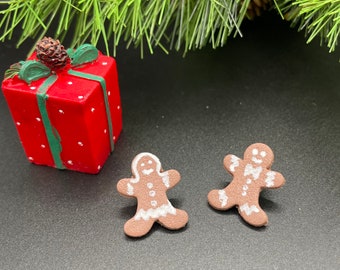 GingerBread People, Hearts, and Cozy Home Cookie Polymerclay Earrings | Traditional Holiday Collection| with Posts