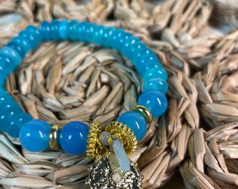 Blue Agate Stacker Bracelet | Florida Fall Collection | Boho Stacking Agate Bracelet