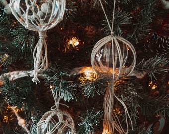 Handmade Macrame Christmas Ornament | 3 Inch Christmas Tree Boho Handmade Macrame Ornament, Gift Ornament