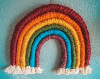 ROYGBIV Handmade Macrame Rainbow Wall Hanging | Macrame Yarn Rainbow, Nursery Wall Art, Boho Rainbow Wall Art, Rainbow Wall Decor