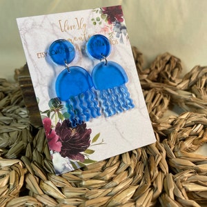 Blue Acrylic Jellyfish Earrings | Jellyfish Boho Earrings | Florida Fall Collection | Whimsical Ocean Earrings