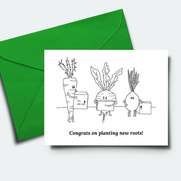 Congratulations On The Move -  Planting New Roots - Blank Card