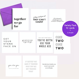 10 Pack Cards - Motivational Quotes - Homemade - Blank Inside - Variety Pack