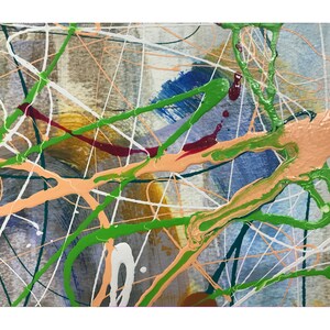 Acrylic Abstract Painting on Paper Modern Art Signed for Home Decor