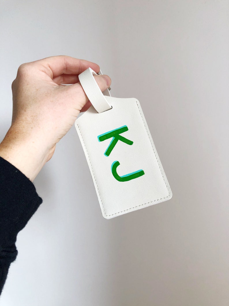 Personalized Luggage Tag with Hand Painted Monogram image 6