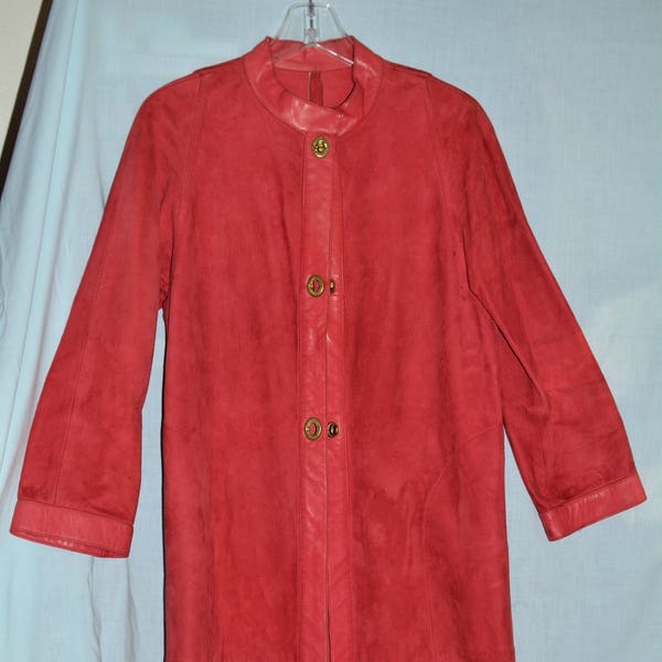 Red Suede Coat With Leather by Bonnie Cashin for Sills