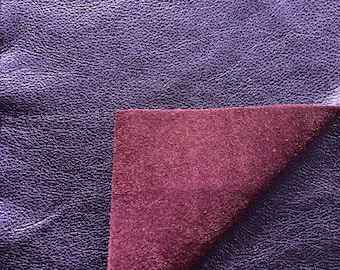 Purple Metallic Natural Grain Cowhide Leather: 8.5'' x 11'' Pre Cut Leather Pieces