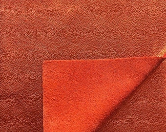 Orange Metallic Natural Grain Cow Leather: 8.5'' x 11" Pre Cut Leather Pieces