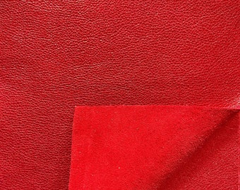 Red Natural Grain Metallic Cowhide Leather: 8.5'' x 11'' Pre Cut Leather Pieces