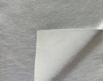 Silver Metallic Natural Grain Cowhide Leather: 8.5'' x 11'' Pre Cut Leather Pieces