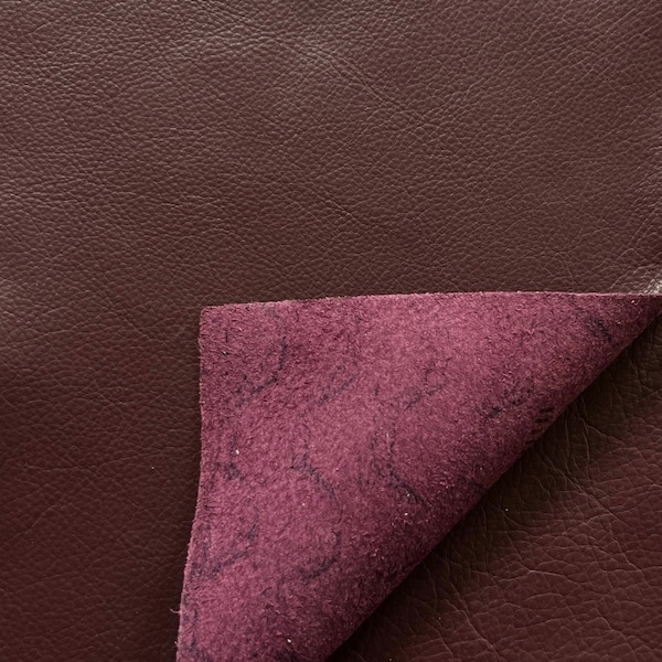Burgundy Natural Grain Cowhide Leather: 8.5" x 11" Pre-Cut Leather Pieces