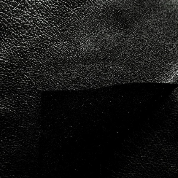 Black Natural Grain Cowhide Leather: 8.5" x 11" Pre Cut leather Pieces