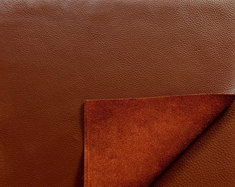Brandy Brown Natural Grain Cowhide Leather: 12" x 12" Pre-Cut Leather Pieces