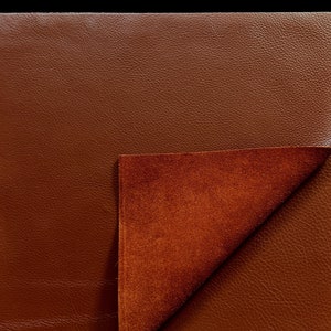 Brandy Brown Natural Grain Cowhide Leather: 12&quot; x 12&quot; Pre-Cut Leather Pieces