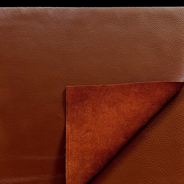 Brandy Brown Natural Grain Cowhide Leather: 12" x 12" Pre-Cut Leather Pieces