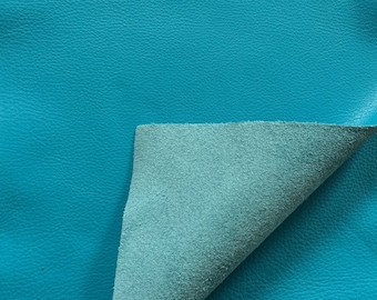 Turquoise Blue Cowhide Leather: 8.5'' x 11'' Pre Cut Leather Pieces