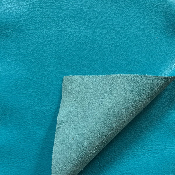 Turquoise Blue Cowhide Leather: 8.5'' x 11'' Pre Cut Leather Pieces