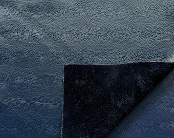 Navy Blue Natural Grain Cowhide Leather: 12'' x 12'' Pre Cut Leather Pieces