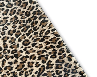 Tan Leopard Nubuck Cowhide. Genuine cow leather ideal for DIY craft, Upholstery, leather crafting, Cut and sew leather products