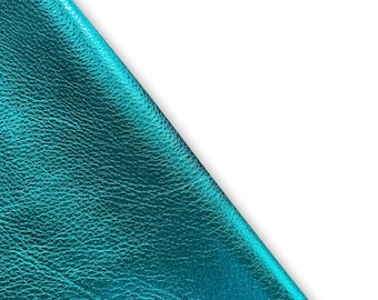 Turquoise Metallic Natural Grain Cowhide Leather Skins Genuine cow leather ideal for DIY craft leather crafting Cut and sew leather products