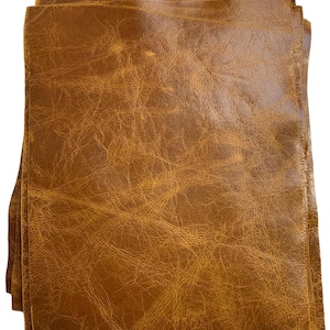 Tan Distressed Cowhide Leather: 8.5&quot; x 11&quot; Pre Cut Pieces