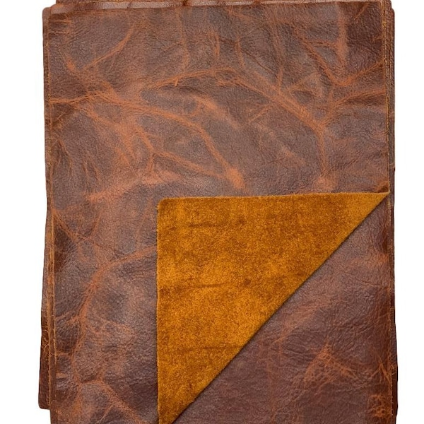 Terra Cotta Distressed Cowhide Leather: 8.5" x 11" Pre Cut Pieces